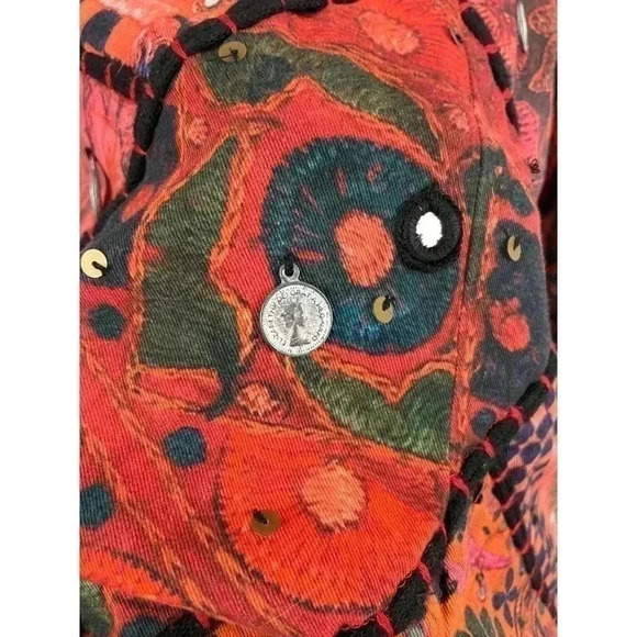 Soft Surroundings Berber Jacket Coin Blazer LARGE Womens Multicolor 100% Cotton - Picture 7 of 14